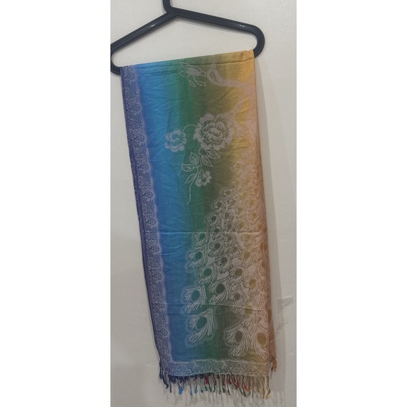 100% Cashmere PASHMINA fringe Scarf 23x72" - Picture 1 of 10